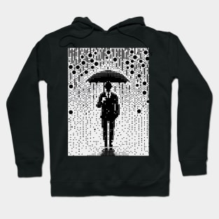 Man in suit with umbrella in rain pixel art Hoodie